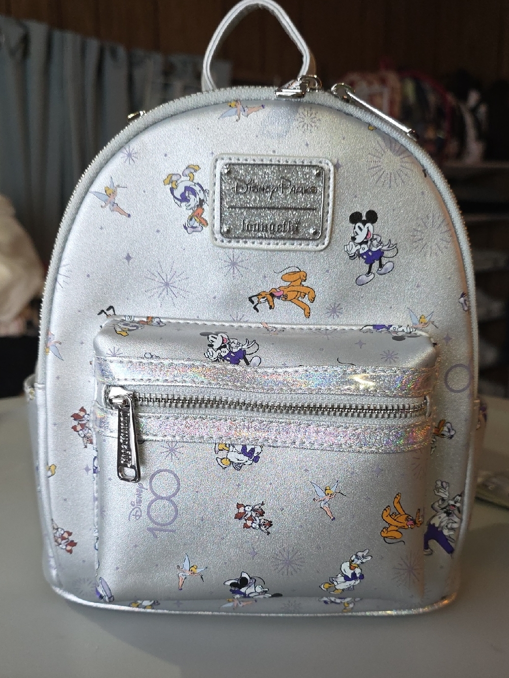 Disney 100th Anniversary Silver Loungefly with Classic Character Print